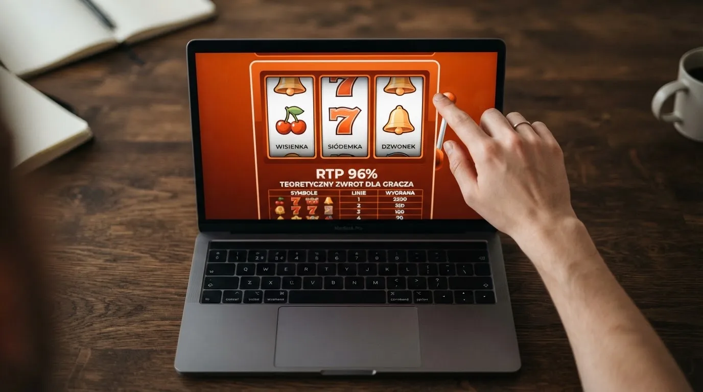 ekran automatu online z otwartą tabelą wypłat pokazującą wartość procentową RTP